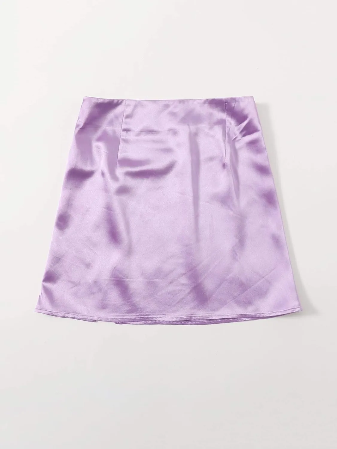 WDIRARA Women's Summer Solid Split Hem Zip Back Mini Workwear Skirt