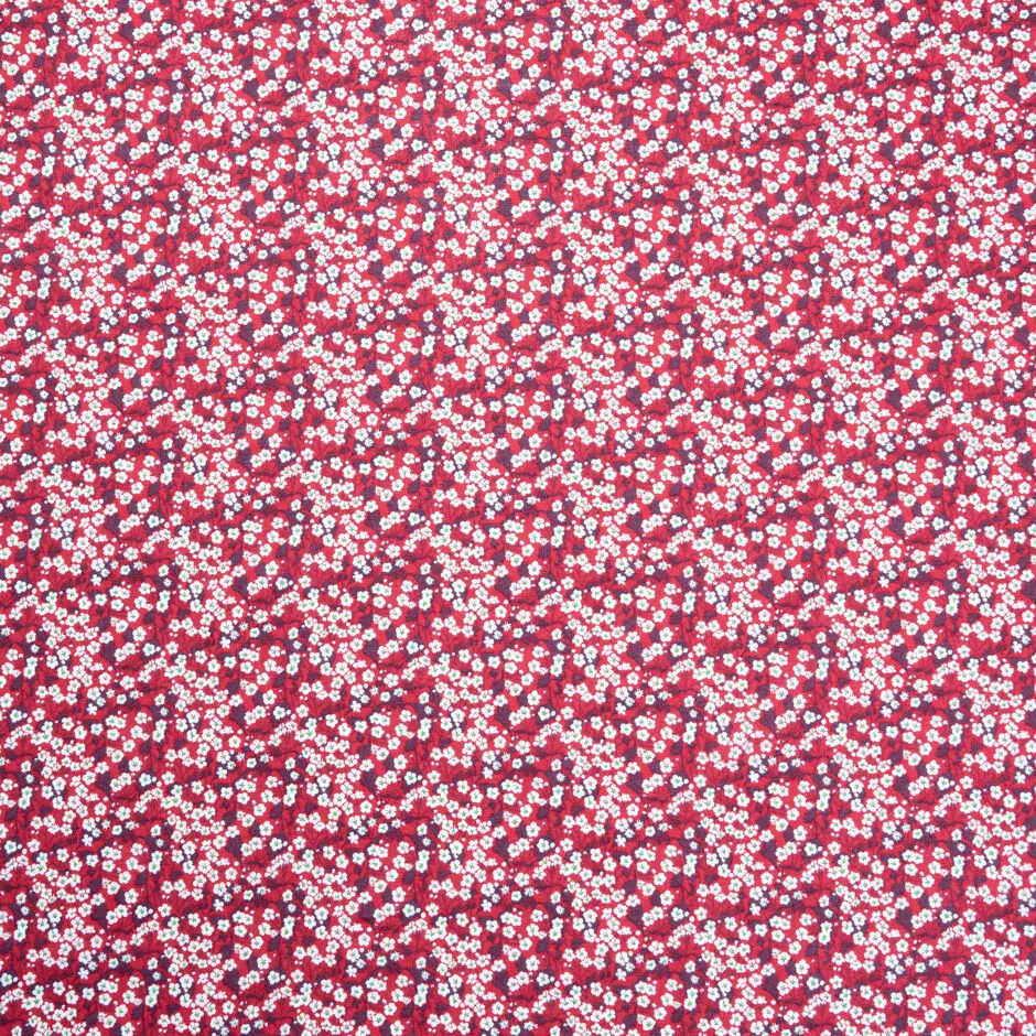 White Floral Red 'Mitsi Valeria' Liberty Tana Lawn Cotton