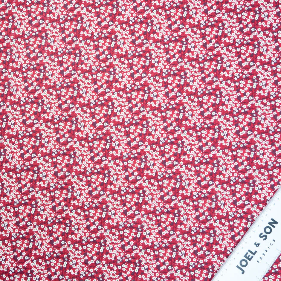 White Floral Red 'Mitsi Valeria' Liberty Tana Lawn Cotton