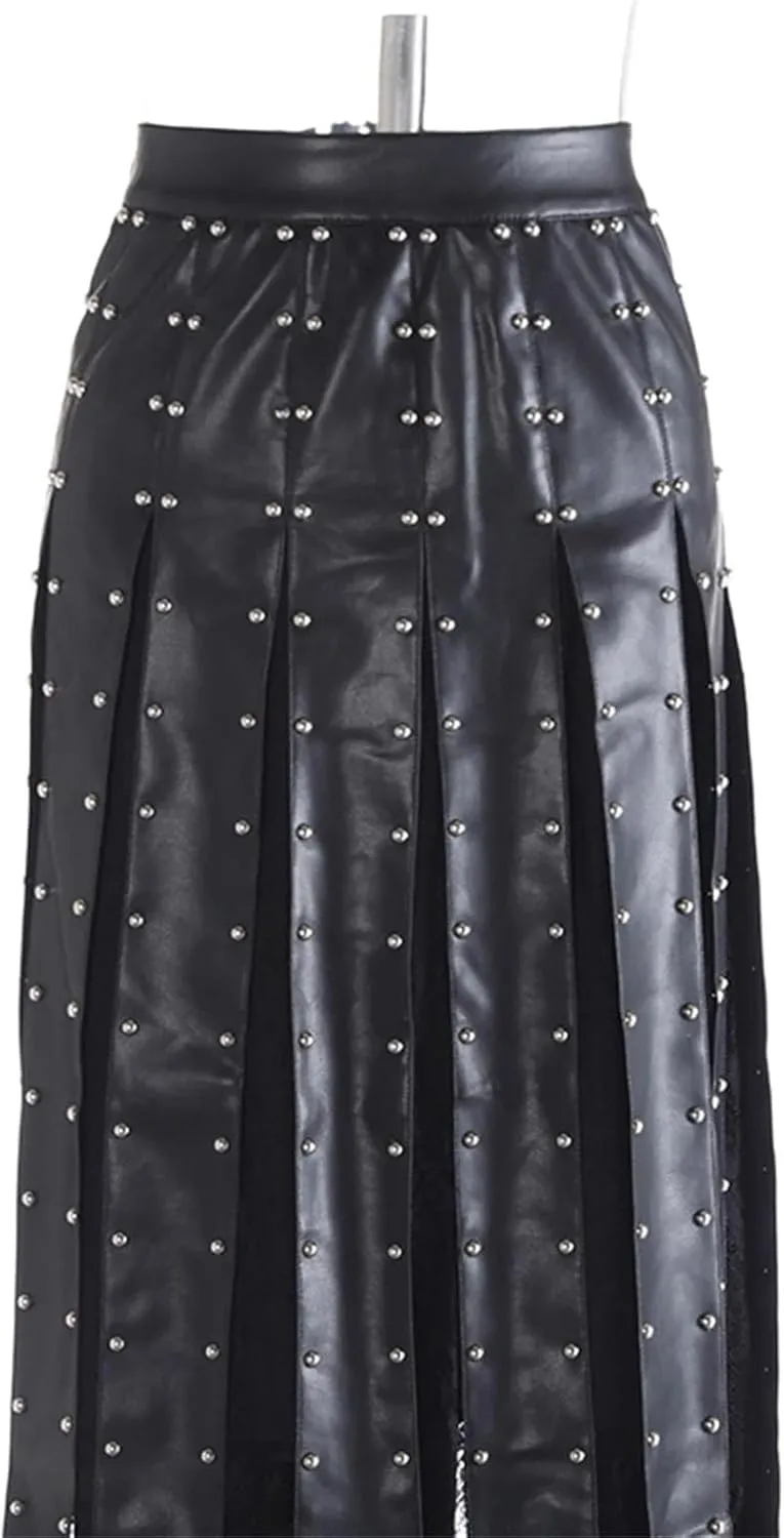 Women's Pearl Spliced Skirt, Loose Fit Elegant High Waist Design