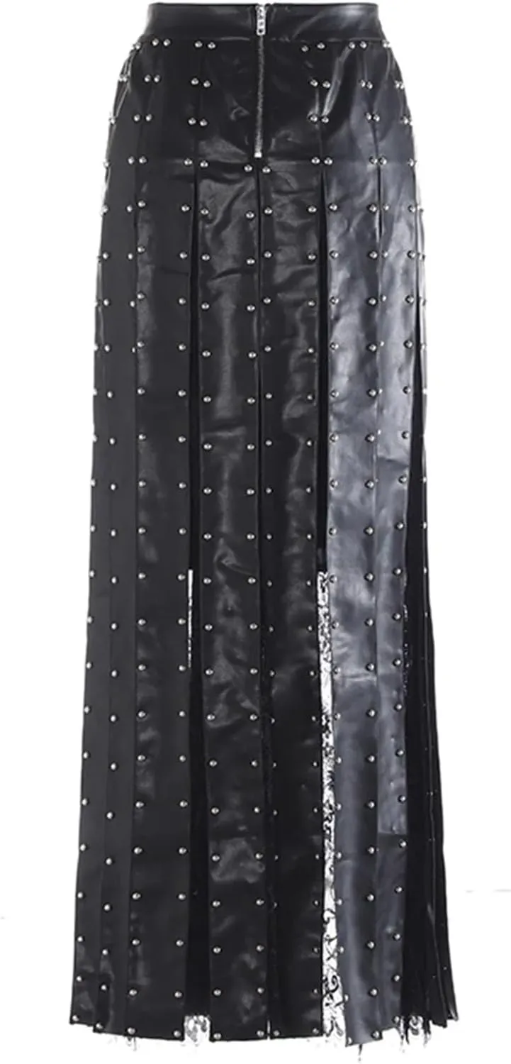Women's Pearl Spliced Skirt, Loose Fit Elegant High Waist Design