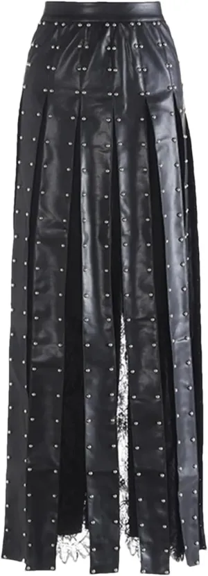 Women's Pearl Spliced Skirt, Loose Fit Elegant High Waist Design