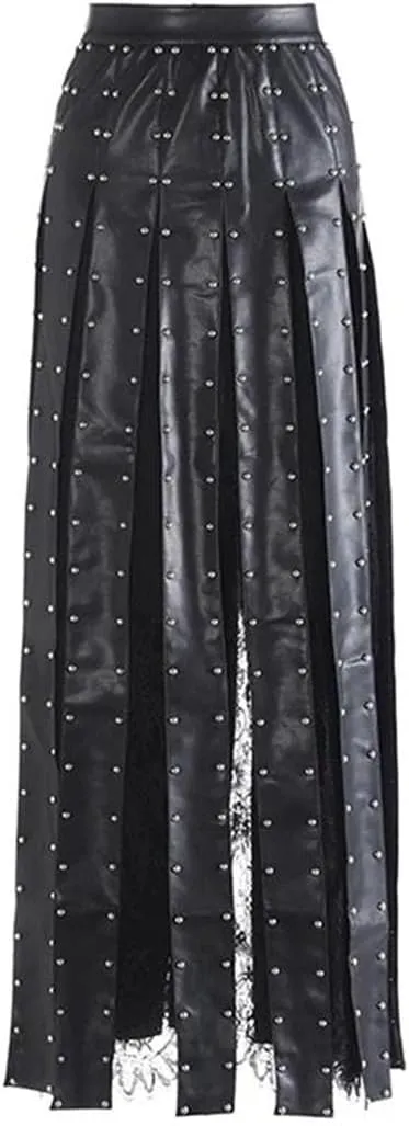 Women's Pearl Spliced Skirt, Loose Fit Elegant High Waist Design