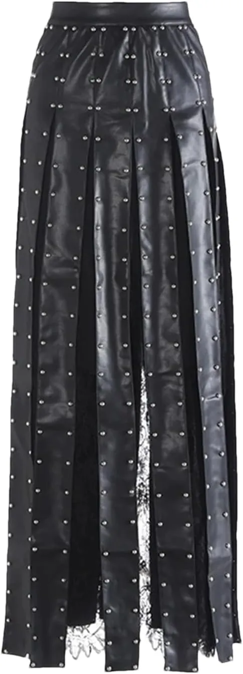 Women's Pearl Spliced Skirt, Loose Fit Elegant High Waist Design