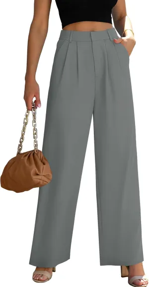 Women's Wide Leg Dress Pants High Waisted Business Casual Trousers Dressy Work Office Pants with Pockets