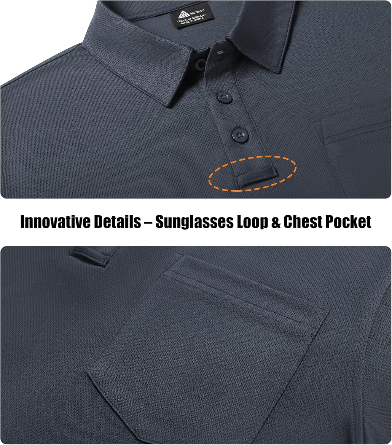 ZITY 3 Pack Long Sleeve Polo Shirts for Men with Pocket Moisture Wicking Outdoor Workwear Office Casual Collared Shirts Fall